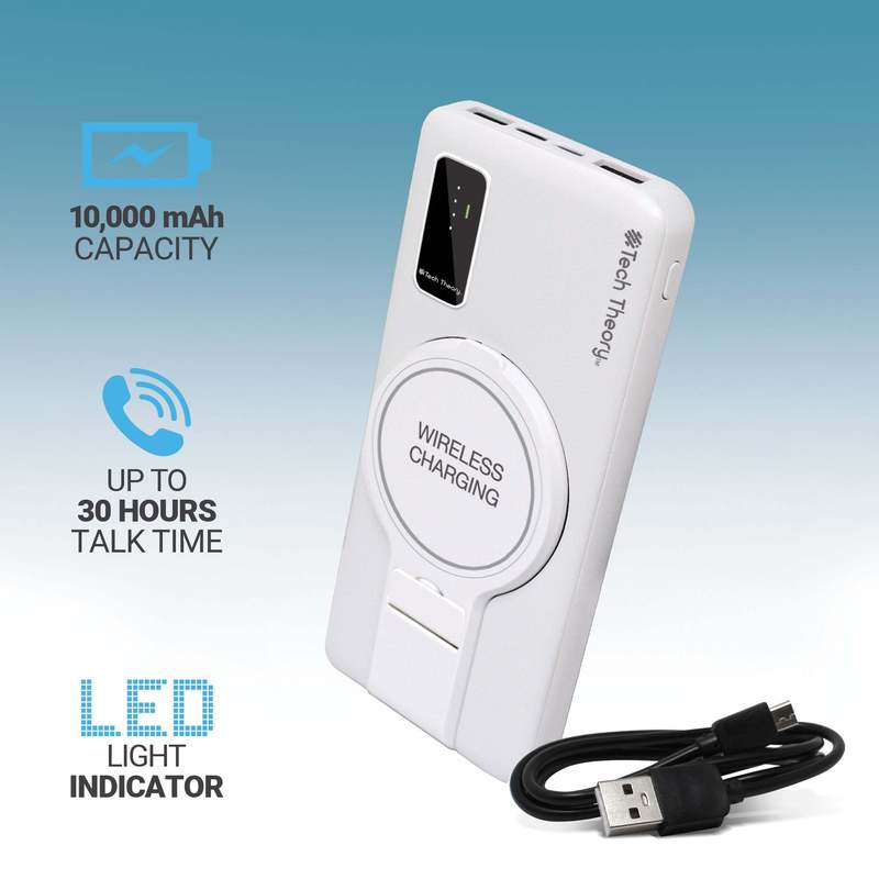ADURO POWERMAG VIEW WIRELESS CHARGING 10, 000MAH BATTERY, PW-10KPMV-08, WHITE