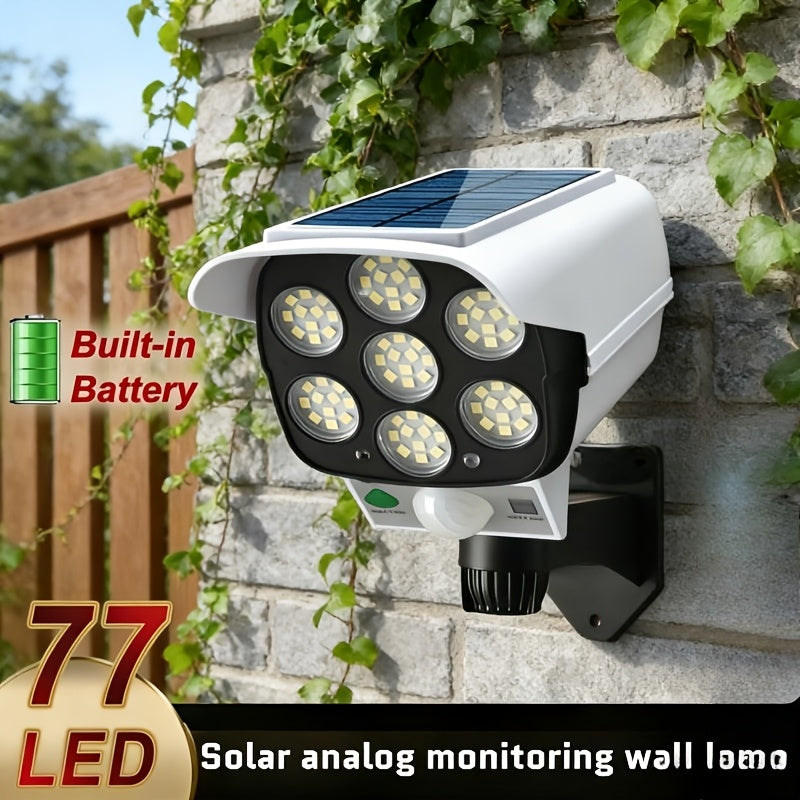 1pc, Outdoor Solar Light, Solar Wall Light, Spotlight, 3 Modes with Remote Control, Simulation Monitoring Light, Outdoor Lighting, Night Light, Simulation Camera, Can Be Used for Walls, Doorways, Porches, Streets, Gardens