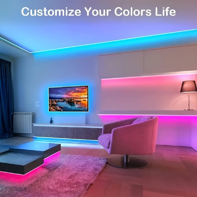 USB多功能控制RGB LED灯带，具动态颜色同步功能，长度可选3.28FT至100FT，适用于电视、房间和圣诞装饰。广泛用于汽车装饰、派对氛围照明