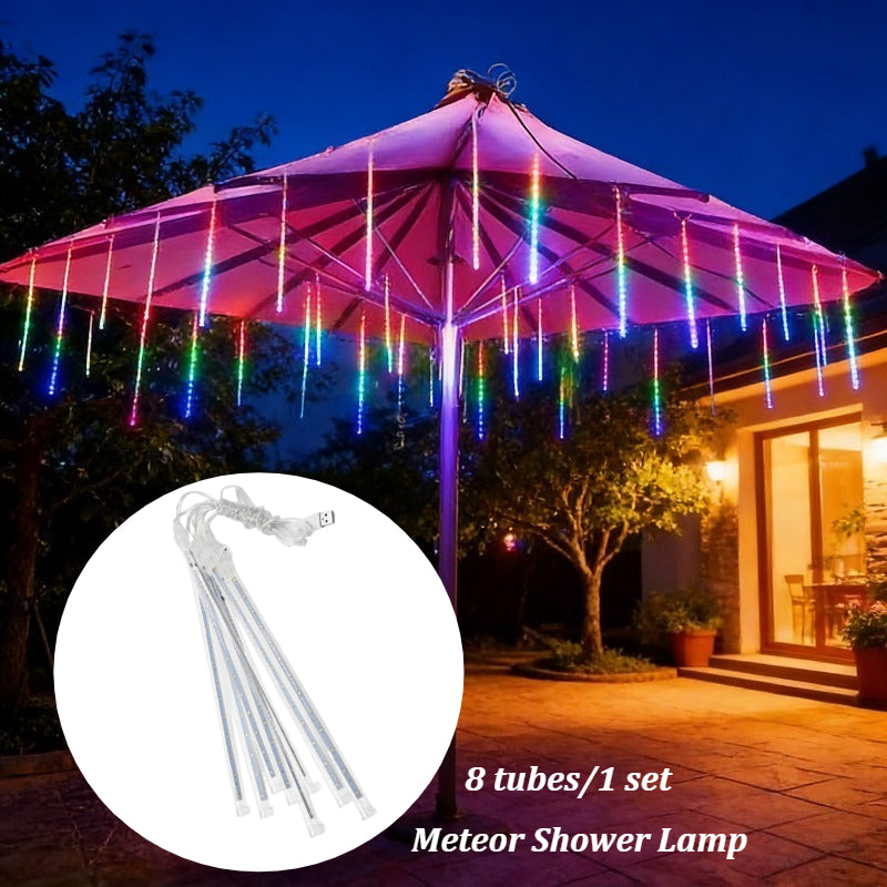 8-tube/1 set meteor shower light (USB powered), dynamic raindrop type, high-brightness LED light, indoor/outdoor dual-use decorative light strip, decorative color light for festival scene arrangement