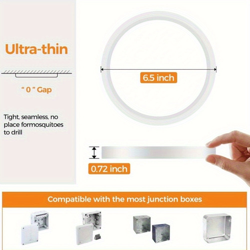 8-pack, 6.5-inch white LED ceiling light set, available in three color options: 3000K, 4000K and 6500K. This 12W, 1200LM flat round ceiling light is very suitable for kitchen, bedroom, hallway and porch.