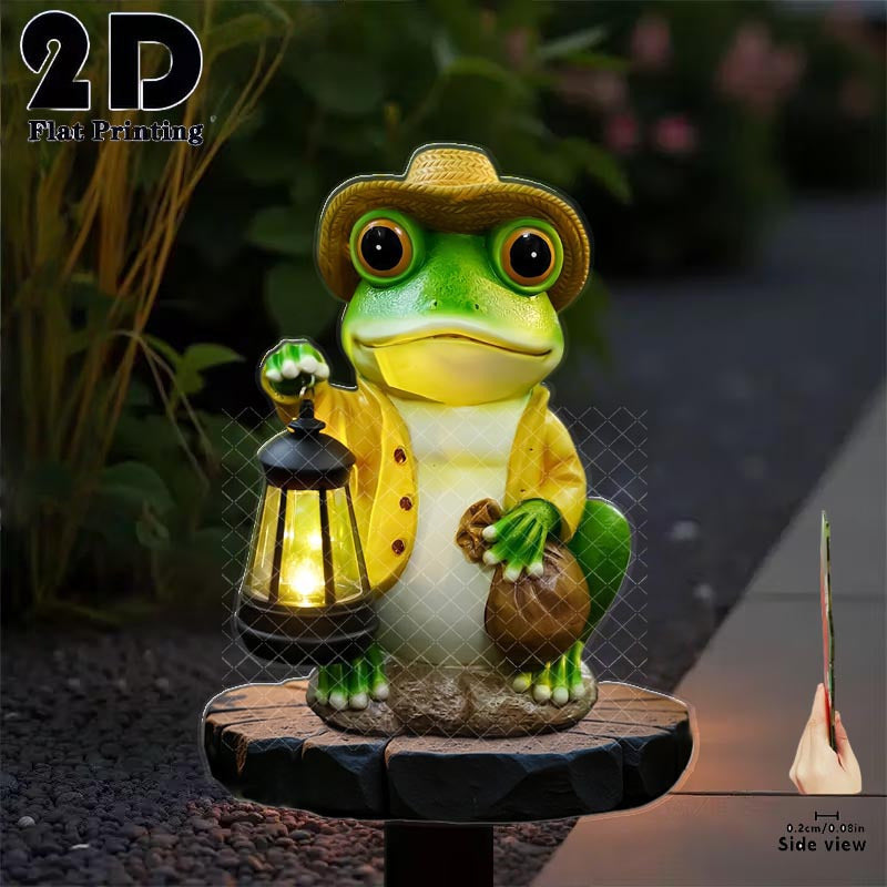 2D Flat 1 Piece Frog Holding Glow Light Garden Decoration Ground Insert, Outdoor Courtyard Garden Lawn Decorative Ornament, Garden and Flower Bed Decorative Stake, Perfect for Courtyard, Lawn, Bonsai - Festival Decoration