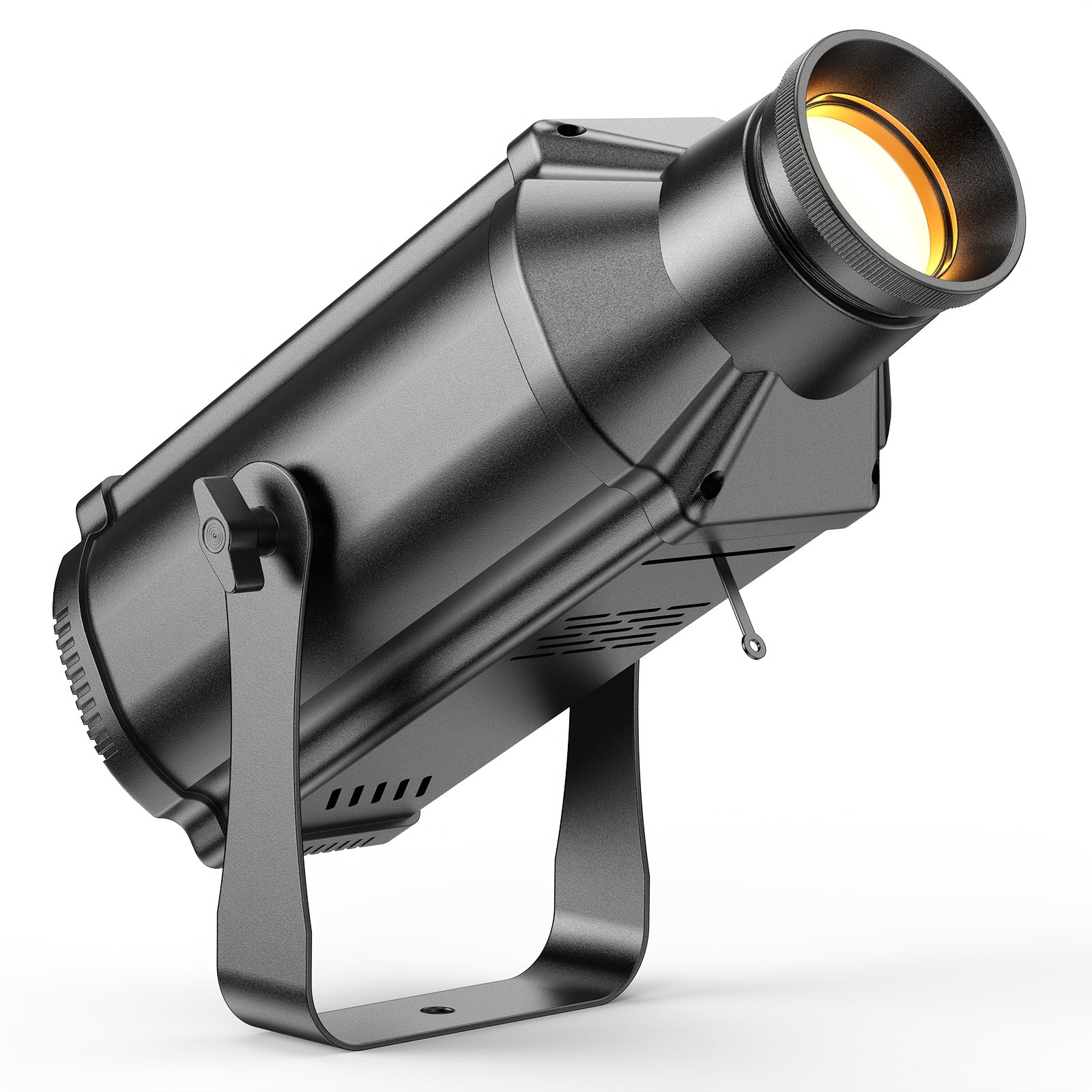 Compact stage light, featuring 150W warm/cool white COB technology, adjustable 3200K to 5600K, with zoom control and DMX512 compatibility. These 6-channel manual focus LED spotlights are perfect for performances and events.