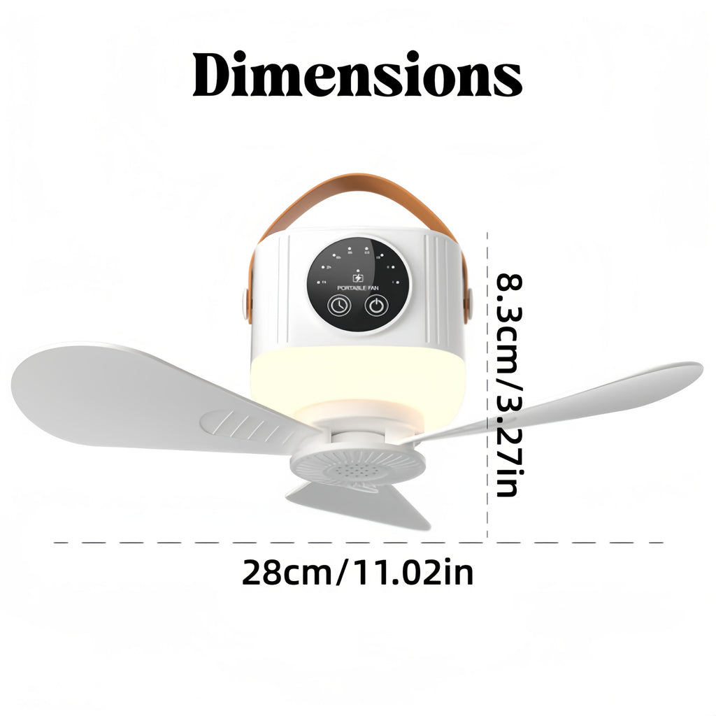 USB Rechargeable Portable Camping Fan with LED Night Light, 4 Speed Levels Long Lasting Battery Strong Wind, Hanging Fan for Dorm Tent, Ideal for Camping Fishing Outdoor Adventure Camping Accessories