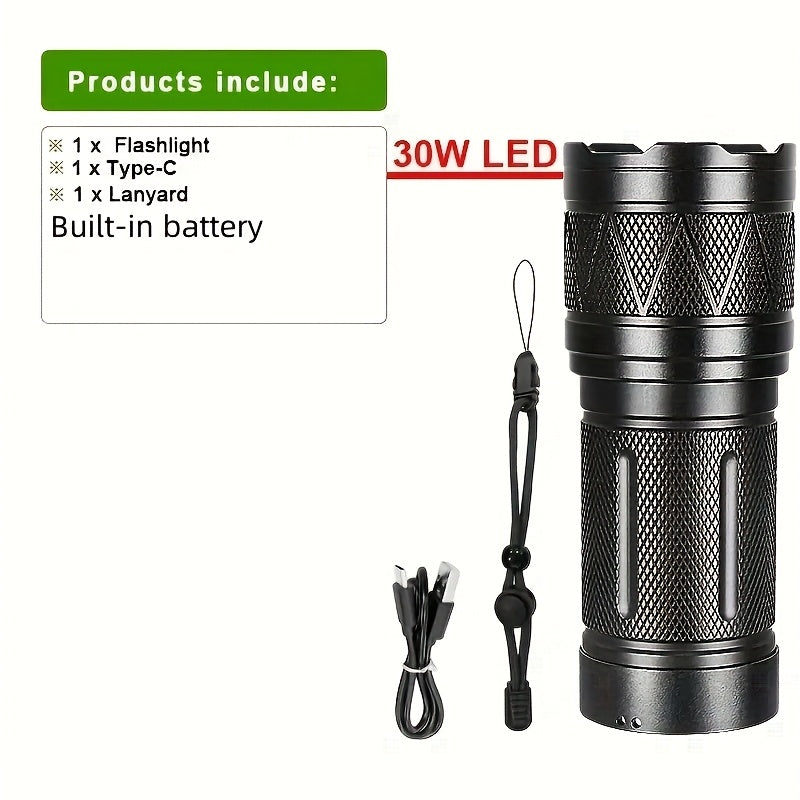 Rechargeable Super Bright Flashlight Suitable for Home Security Emergency Camping Power Outage Use Outdoor Handheld Lighting With Battery Not Waterproof