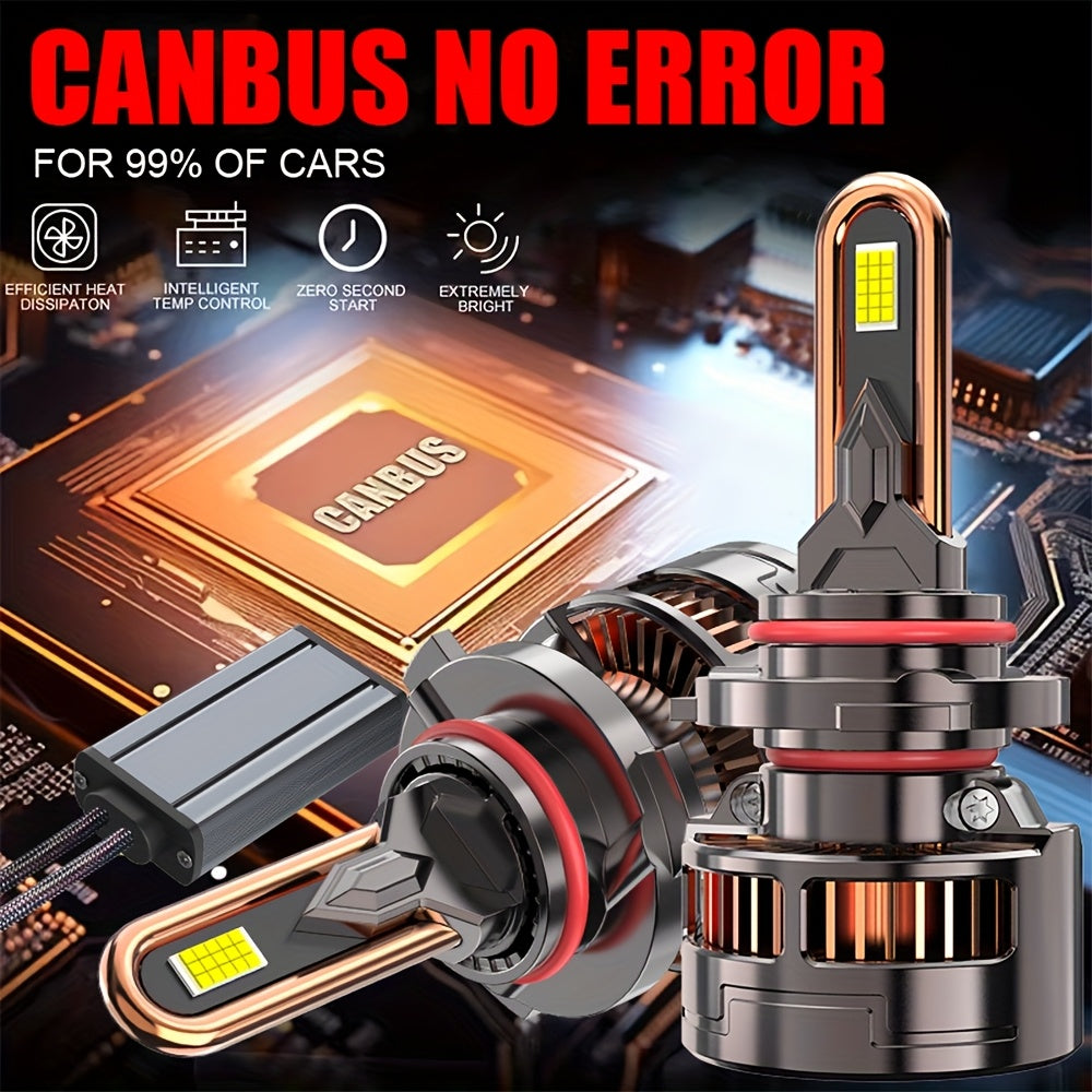 2Pcs 300W High Power LED Headlight Bulbs, with 9005/HB3-QK009 H4/H7/H1/H4/9003/HB2/H11/H18/H16/9012/9006, 60000 Lumens, 7500K, 9570 CSP Chip, 950% Brightness, Compatible with Most Vehicles