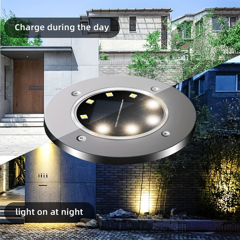8/12-Piece Outdoor Solar Ground Light, 8-LED Solar Landscape Courtyard Light, IP44 Rating, Suitable for Path, Courtyard, Lawn and Driveway, White