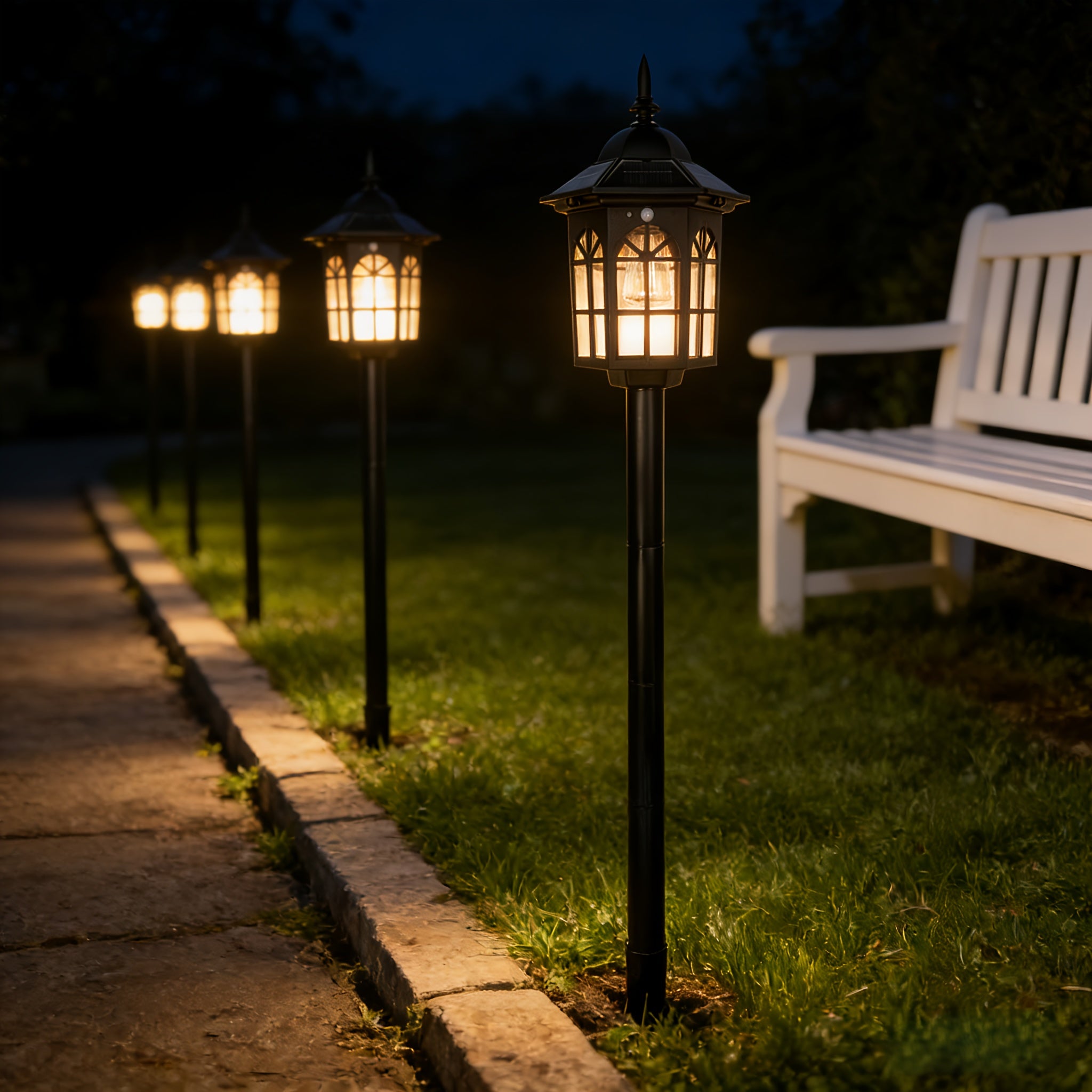 Large Solar Street Light with Motion Sensor and Smart Control, European Lantern Style Black LED Outdoor Light, Height 3.94ft, IP65 Waterproof, Durable Plastic and Long-Lasting Battery, Perfect for Courtyard, Garage, Door, Garden, Square, Street