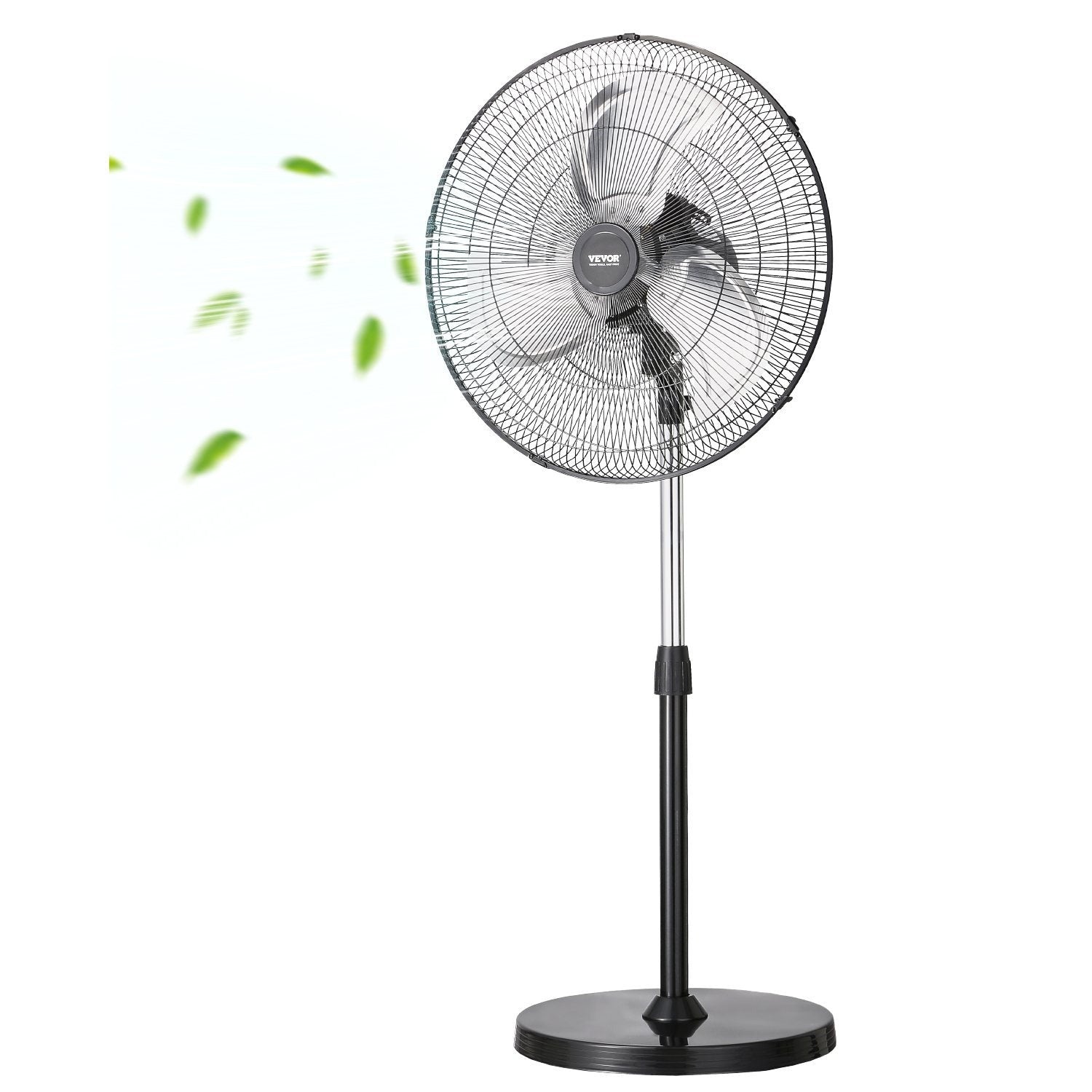 VEVOR 20 Inch Industrial Pedestal Fan, 3-Speed Oscillating Fan with Adjustable Height, 18/20/30 Inch Optional