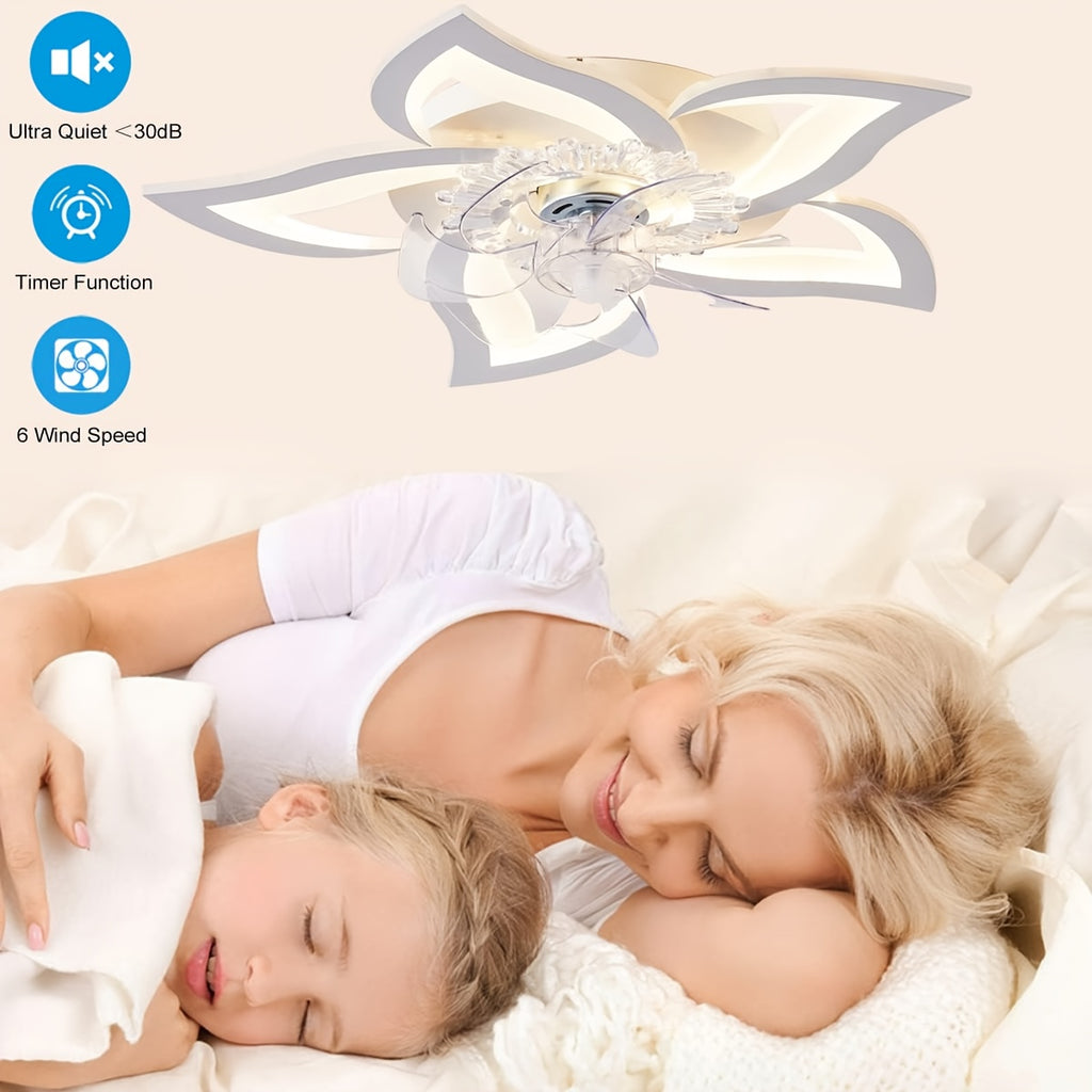 Ceiling Fan Light with Remote Control, 6-Speed 3-Color Dimmable, Black Low Profile Flush Mount Ceiling Fan, Perfect for Kitchen Bedroom Living Room