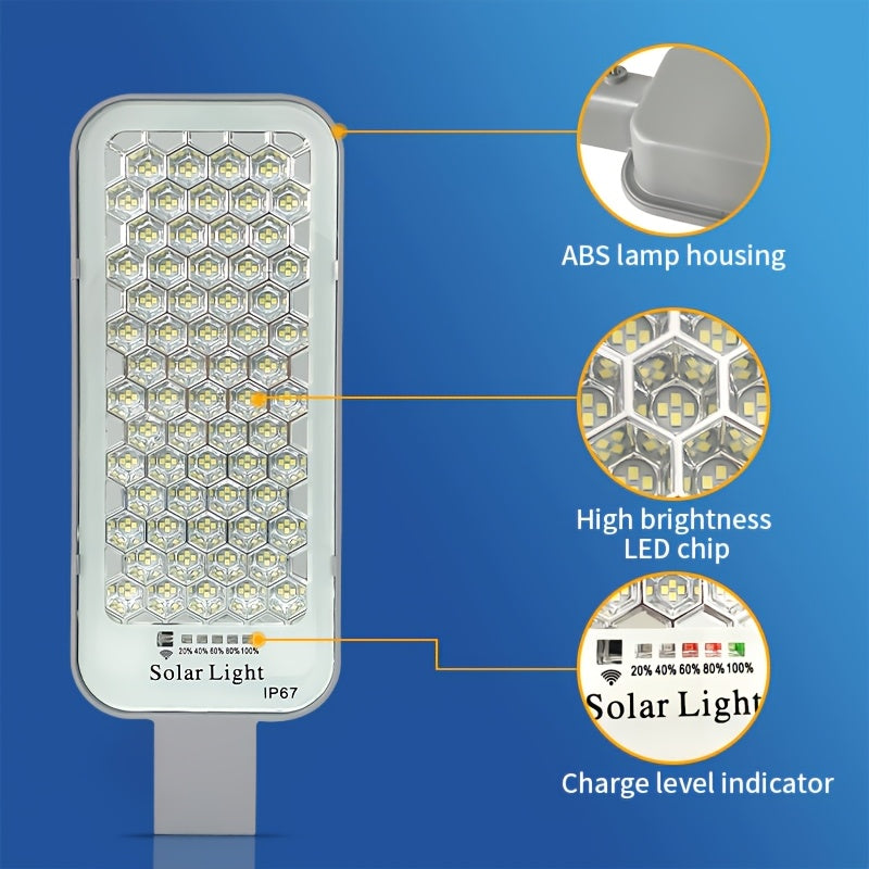 Solar Street Light - with Remote Control, 5000mAh Battery, 252 High-Brightness LED Beads, Outdoor Garden Sunroom, Porch and Courtyard Wall Light, Solar Street Light, High Power Illumination, Wall-Mounted Exterior Wall Light
