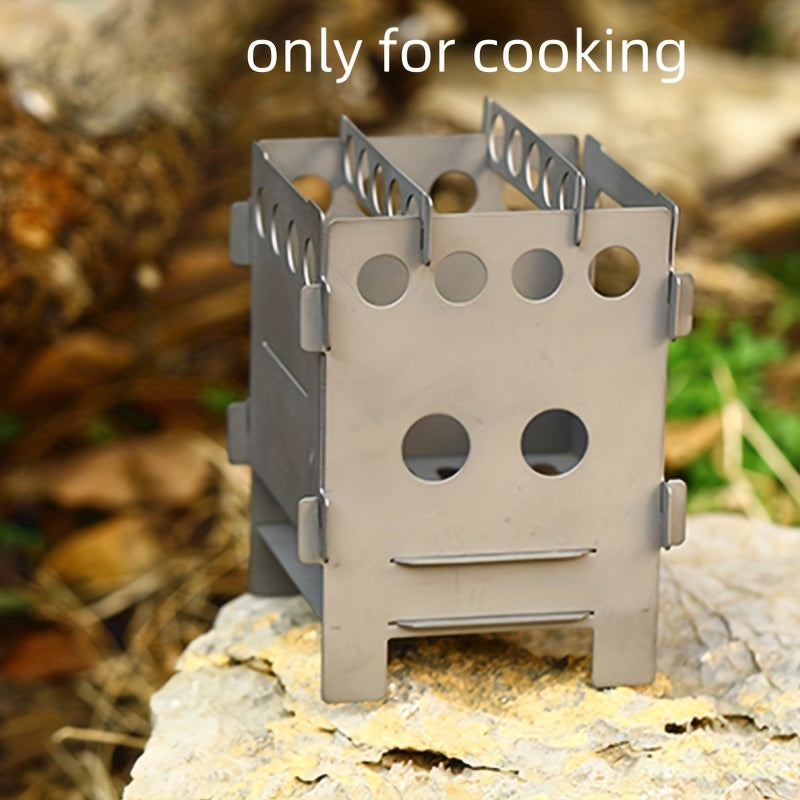 Tiartisan 1-Piece Pure Titanium Camping Stove, Lightweight Portable Foldable Wood-Burning Stove, Outdoor Hiking Survival Pocket Twig Stove, For Cooking Only