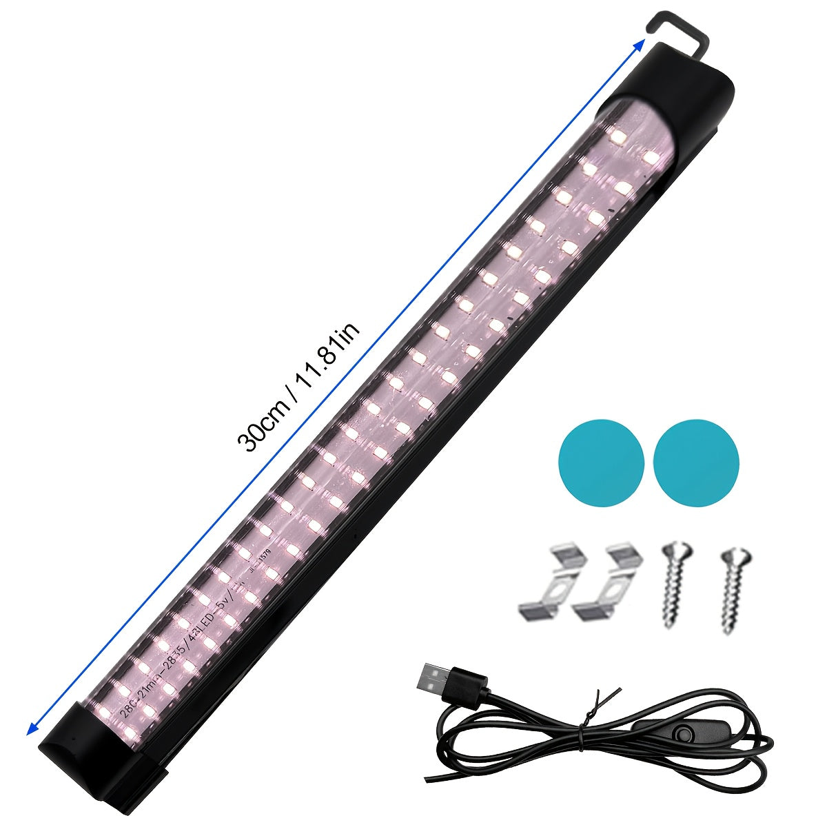 T8 LED plant grow light, 11.8-inch full spectrum plant tube, 48 LED beads, multiple installation methods: magnetic, hook, clip, flexible and convenient installation options, illuminates green plants, suitable for home succulents, green plants