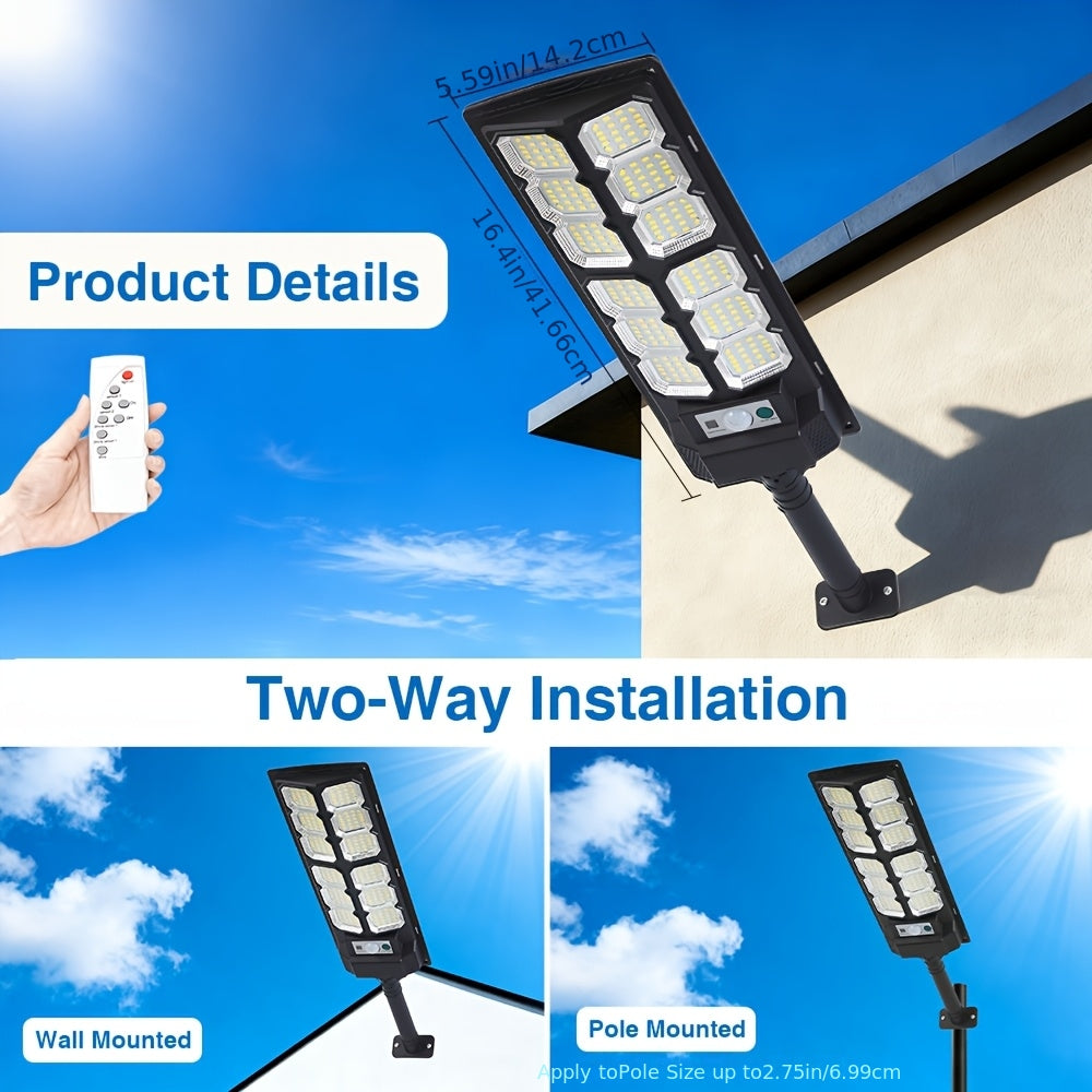 2-Piece / 1-Piece - Outdoor Solar Light, Yard Wall Light, LED Floodlight, Dusk to Dawn, with Wide-Angle Motion Sensor and Remote Control, Solar Powered Street Light - Perfect for Yard Lighting, Garden, Villa, Shop Gate, Parking Lot