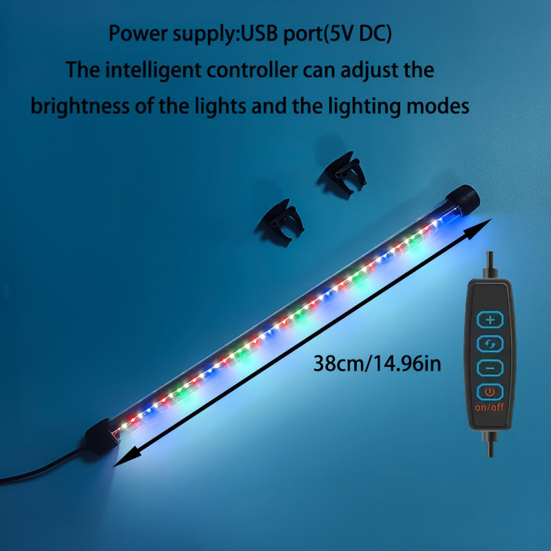 1 LED aquarium light, 7.09-inch to 22.83-inch ambiance fish tank light tube, USB aquarium light – adjustable brightness, multiple lighting modes – suitable for freshwater/saltwater aquarium decoration and lighting, aquatic plant landscape