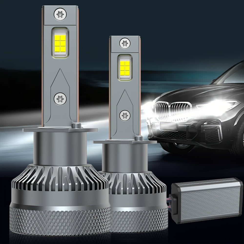 2pcs Super Bright H11 LED Headlight Bulbs H4/9003/HB2-QF003 H7/H18/H1/9006/HB2/H11/9005/H16/H9/9012, 6500K, 800% Brightness, 43000 Lumens, with External Driver Canbus Plug-and-Play