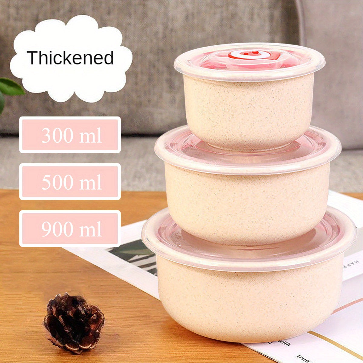 3 Pack Sealed Food Storage Containers, Fresh Keeping Small Bowls, Multi-size Airtight Food Containers