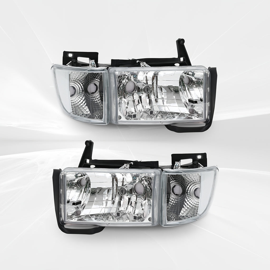 Headlight Assembly for Dodge RAM 1500/2500/3500 (1994-2002) - Direct Replacement Headlight with Clear Lens (Bulbs Not Included), Compatible with Part Numbers 55076749AD/AO, 55076748AD/AO, for Pickup Trucks