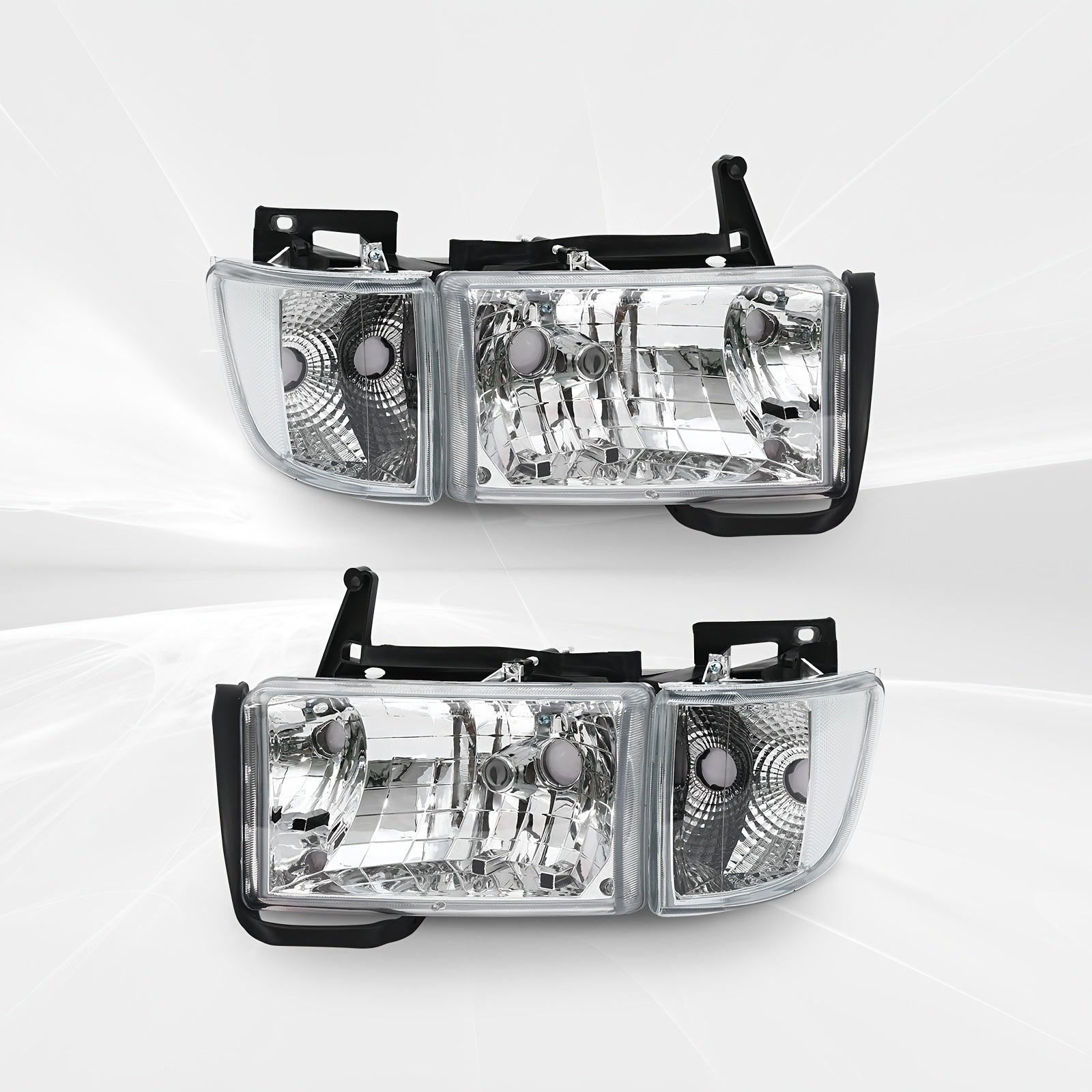Headlight Assembly for Dodge RAM 1500/2500/3500 (1994-2002) - Direct Replacement Headlight with Clear Lens (Bulbs Not Included), Compatible with Part Numbers 55076749AD/AO, 55076748AD/AO, for Pickup Trucks