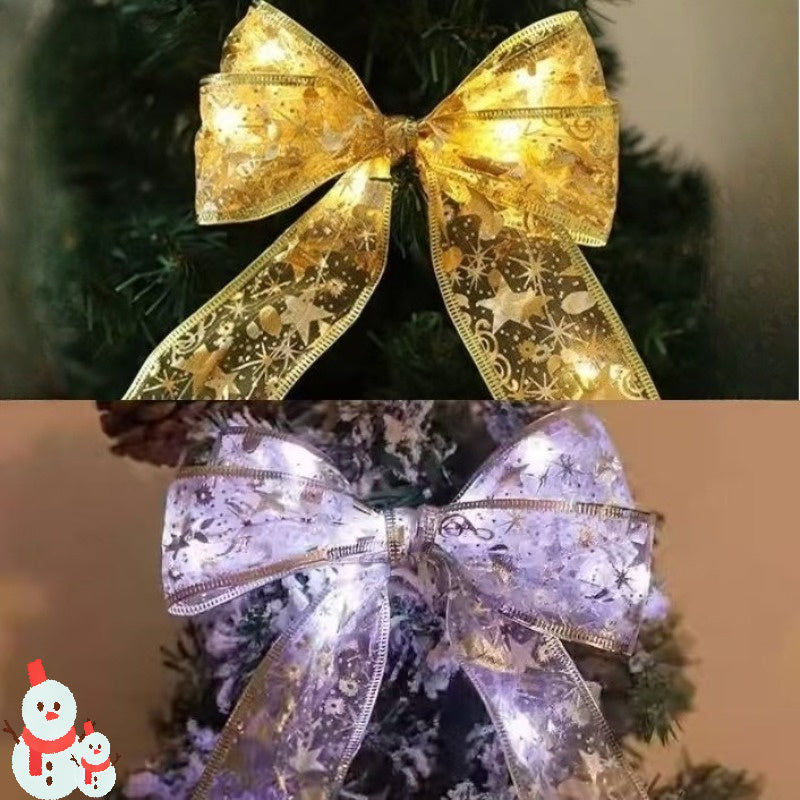1个，圣诞丝带仙女灯，圣诞丝带花环，圣诞丝带蝴蝶结，装饰灯串，家居装饰，适用于圣诞树、楼梯装饰、室内派对装饰，不含电池发货