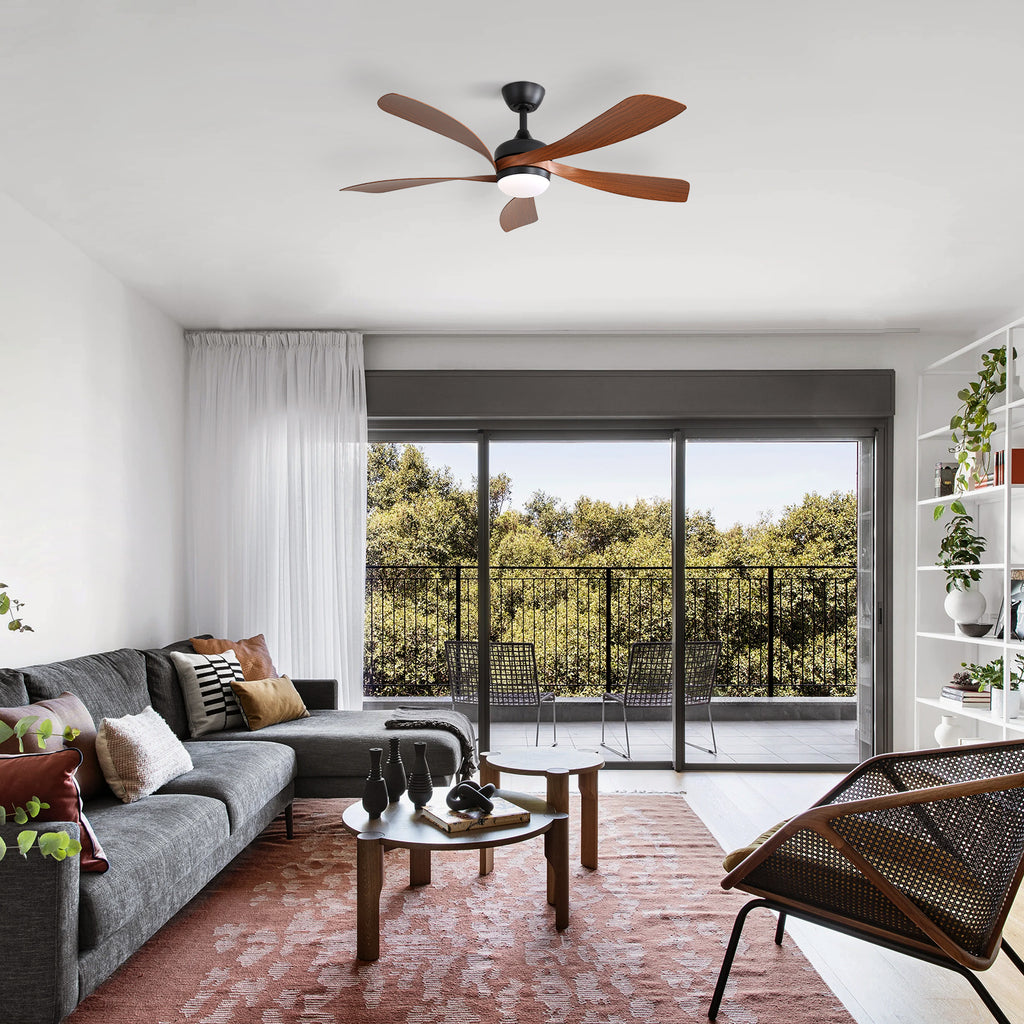 Sofucor 52 Inch Modern Ceiling Fan with Light, 3 Color Dimmable LED, 5 ABS Blades, Remote Control, Reversible DC Motor, Ideal for Room and Bedroom Decoration, Ceiling Fan with Light