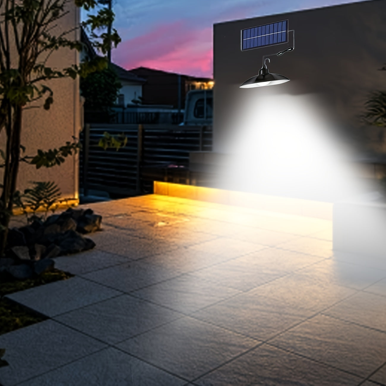 2-Light Solar Pendant Light with Remote Control - Indoor/Outdoor Rechargeable LED Bulb, Suitable for Porch, Shed, Garage, Garden, Patio Outdoor Lighting | Modern Style Pendant Light | Remote Control Light, Patio Decorative Lighting