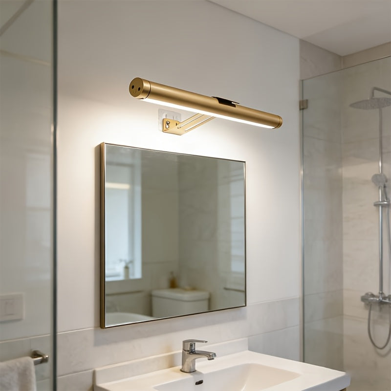 1Pcs 12.6 Inch LED Vanity Mirror Light, Rechargeable Battery, Dimmable Brightness, Sticker/Screw Mount, USB Powered, Modern Matte Finish, Ideal for Artwork Portrait Gallery Lighting