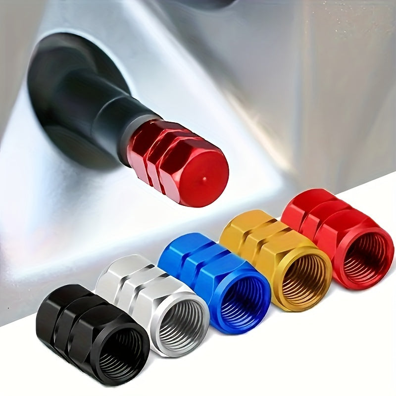 8-Pack Hexagon Tire Valve Stem Caps – Aluminum Alloy Dust Covers with Rubber O-Ring Seal