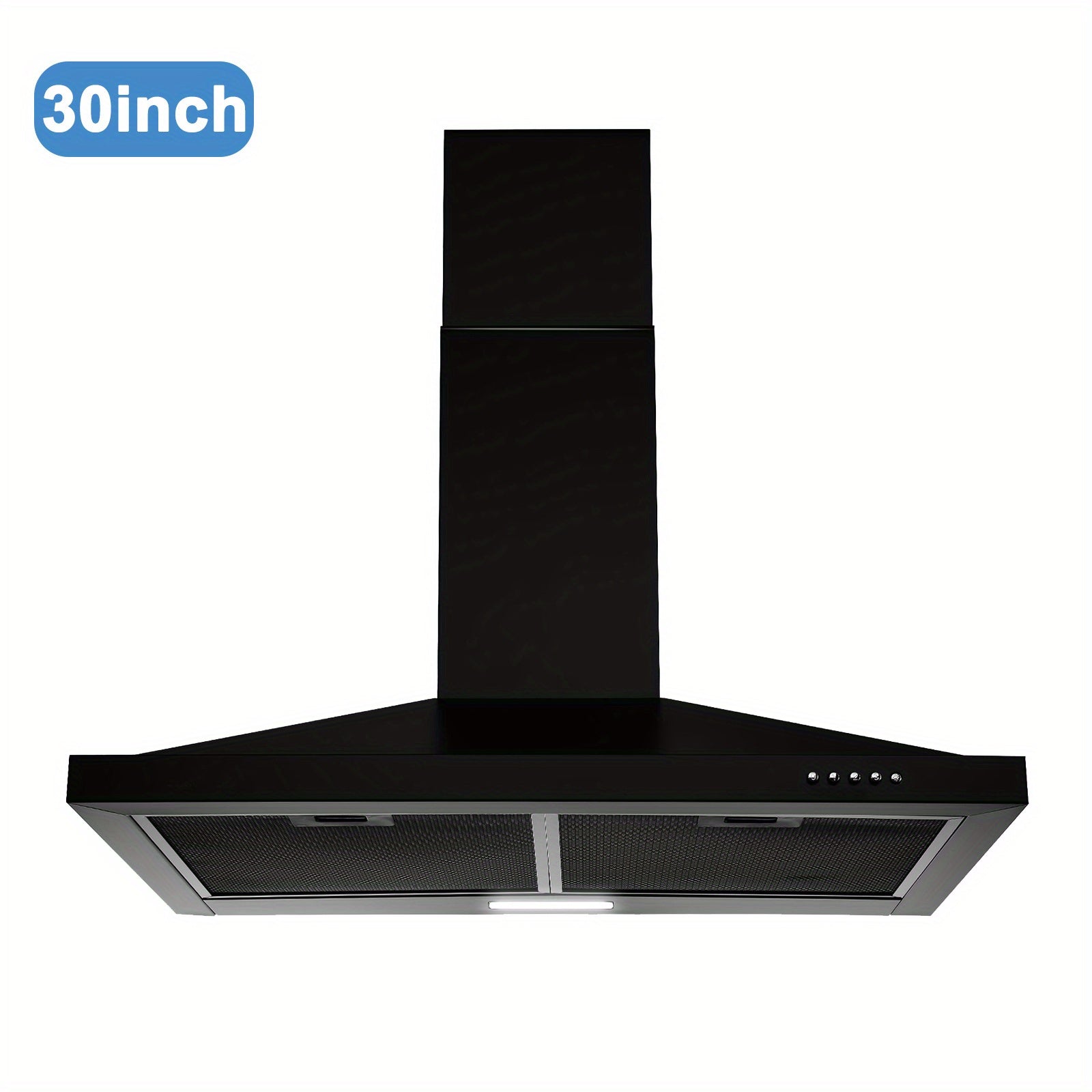 Wall-Mounted Chimney Style, Black Painted Ventilation Chimney, 3-Speed Exhaust Fan, LED Light, Push-Button Control, 450CFM Strong Suction, 3 Sizes [24", 30", 36"]
