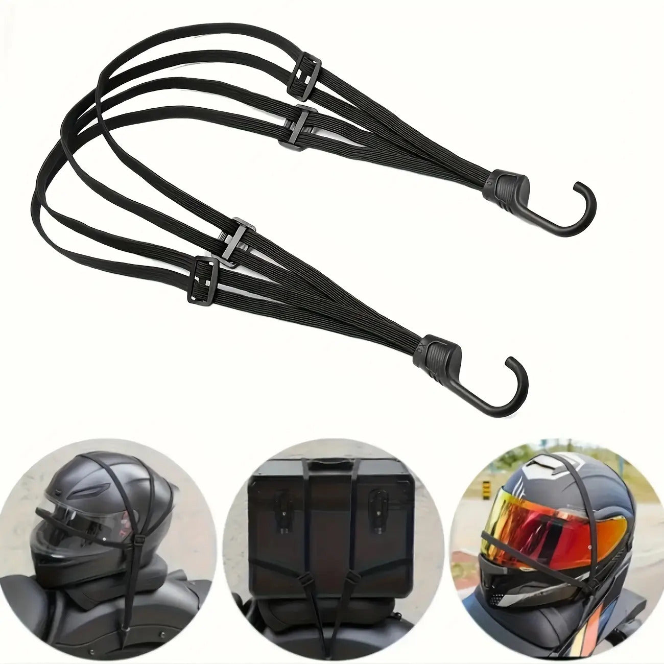 Bungee Cargo Net with Hooks – Elastic Motorcycle & Bike Helmet Net – Black Mesh Luggage Organizer for Secure Storage
