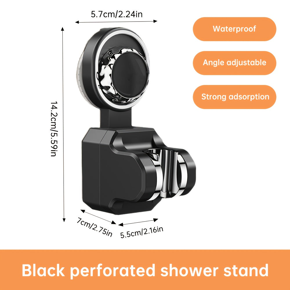 [1 pc] Jiayun Wall-Mounted Shower Suction Cup Holder, Handheld Adjustable Showerhead Bracket for Shower System - Grey, ABS Plastic, No Drilling Needed - Easy to Use, American Standard G1/2 Connector Port, Summer Shower Accessory