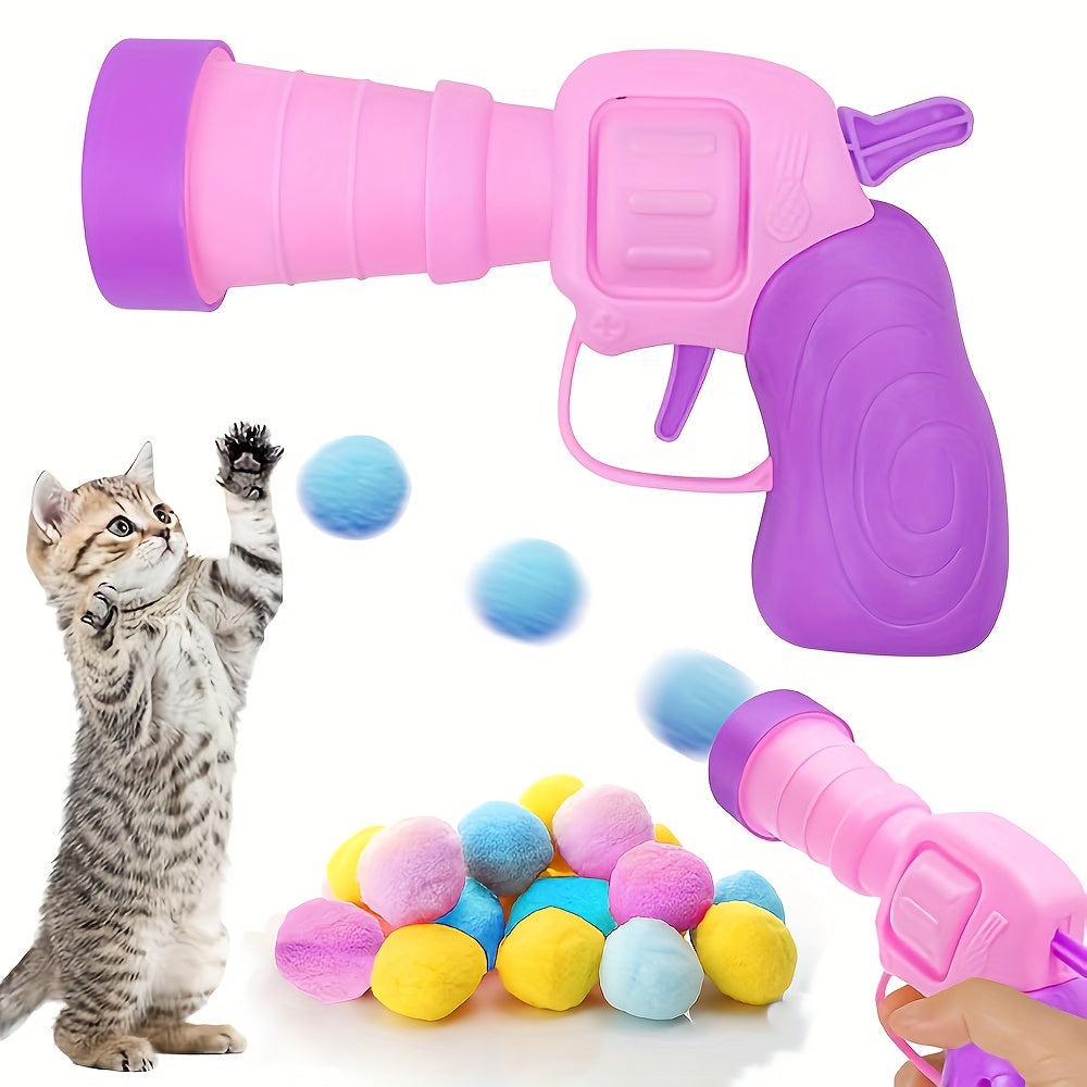 塑料发射器与猫猫狗狗小宠物互动玩耍，发射器不用电机械弹射毛球柔软安静不伤宠物，缓解宠物焦躁,无聊,无处发泄的问题。