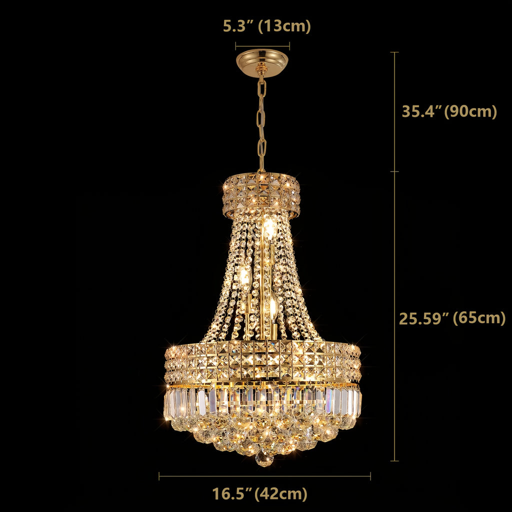 1 piece modern empire crystal chandelier, natural copper finish luxury chandelier for living room, dining room, bedroom, staircase, foyer, hallway