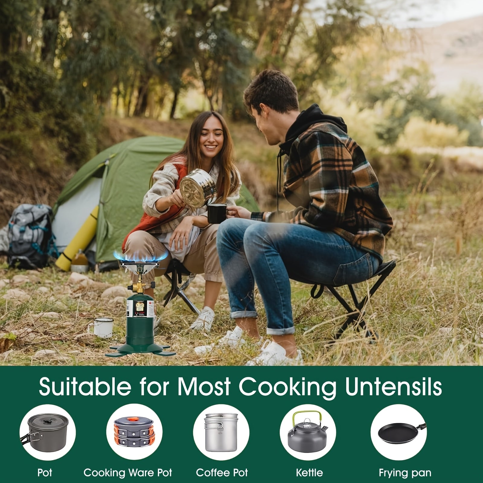 Camping Propane Stove, Portable Camping Stove, Backpacking Propane Stove, 10000 BTU Single Burner Propane Stove for Outdoor Cooking, Uses 16 oz Propane Cylinder as Fuel (Fuel Not Included)