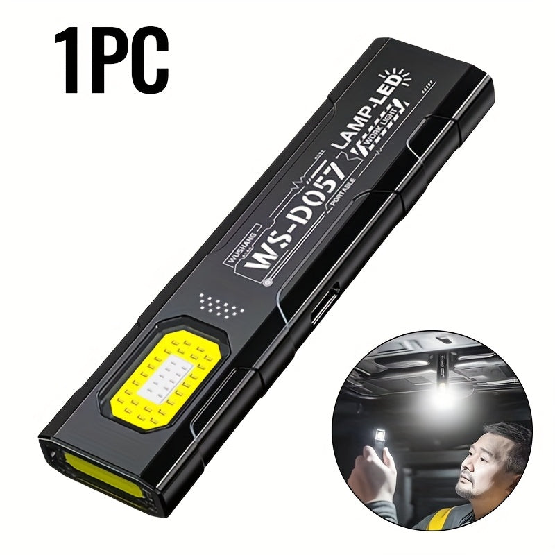 1 Mini LED Keychain Flashlight, Portable Torch Light Pocket Hands-Free Work Light, USB Rechargeable High-Brightness Floodlight with Side Light & Clip, Ideal for Emergencies, Fishing, Maintenance & Holiday Gift