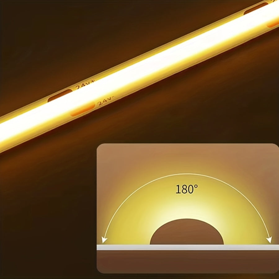 10M/393.7英寸 COB LED灯带 - 320 LED/M，8mm宽，24V - 3000K/4000K/6500K，柔性耐用，适用于室内/室外，非常适合家庭、厨房、卧室和舞台照明，室内照明 | 家用LED灯
