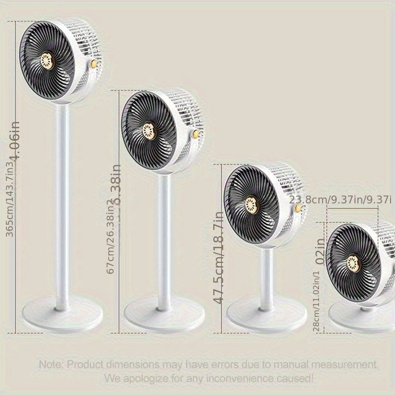 Modern USB Charging Port Standing Fan, 4000mAh Battery Powerful Quiet Wind, 5 Speed Integrated Height Adjustable Floor Fan, Ideal for Bedroom Living Room Office Study, Perfect Christmas Gift