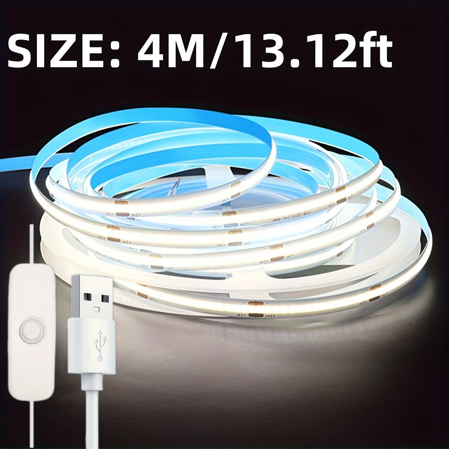 1个按键控制DC5V LED灯带 COB，带USB电源，柔性可裁剪粘性灯带，非常适合酒吧、展览馆、直播餐厅、派对、各种宴会展示和咖啡馆装饰