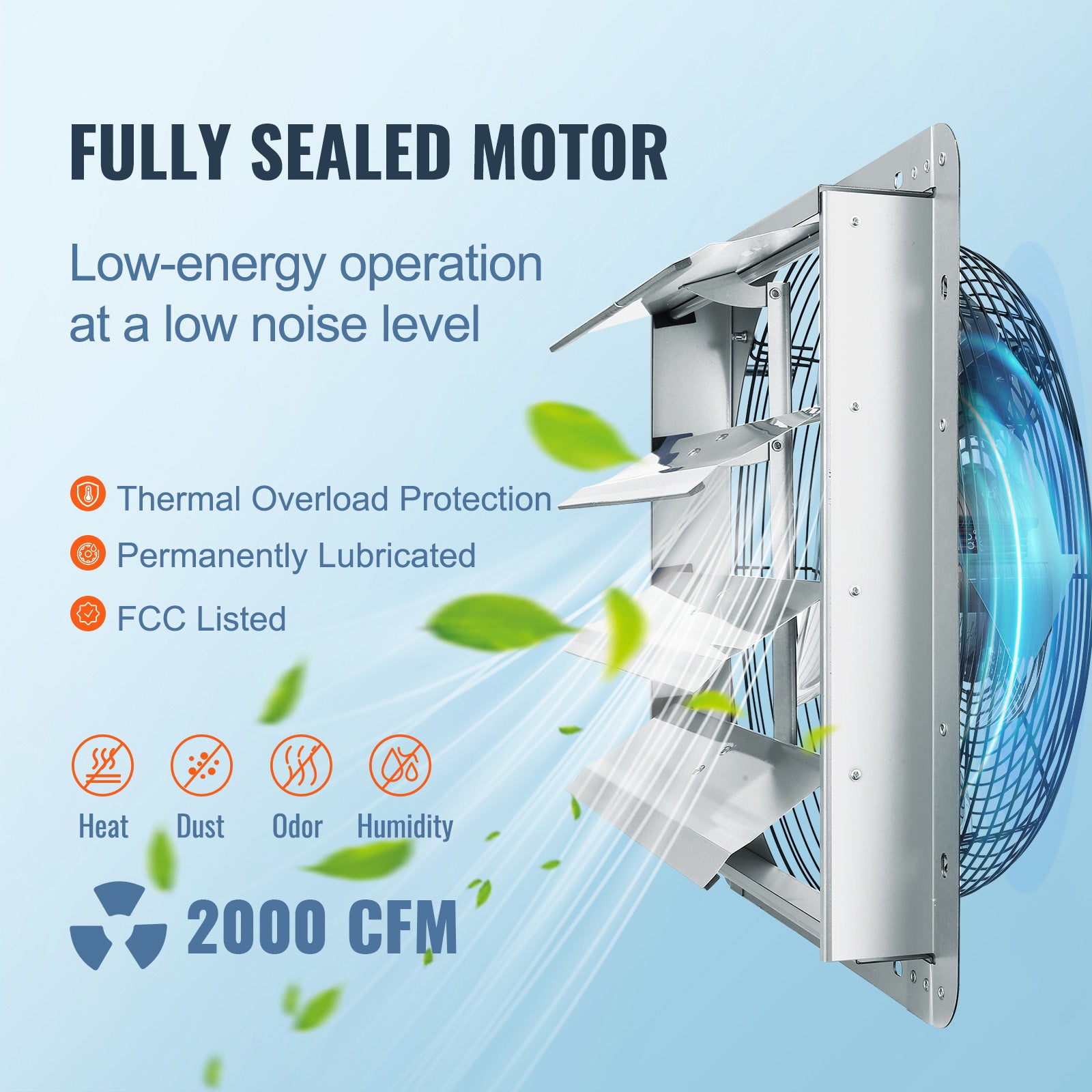 VEVOR 10''/16''/24'' Fan Shutter Exhaust Fan, Aluminum Wall Mount Attic Fan with AC Motor, Ventilation & Cooling for Greenhouse Garage Shed Store