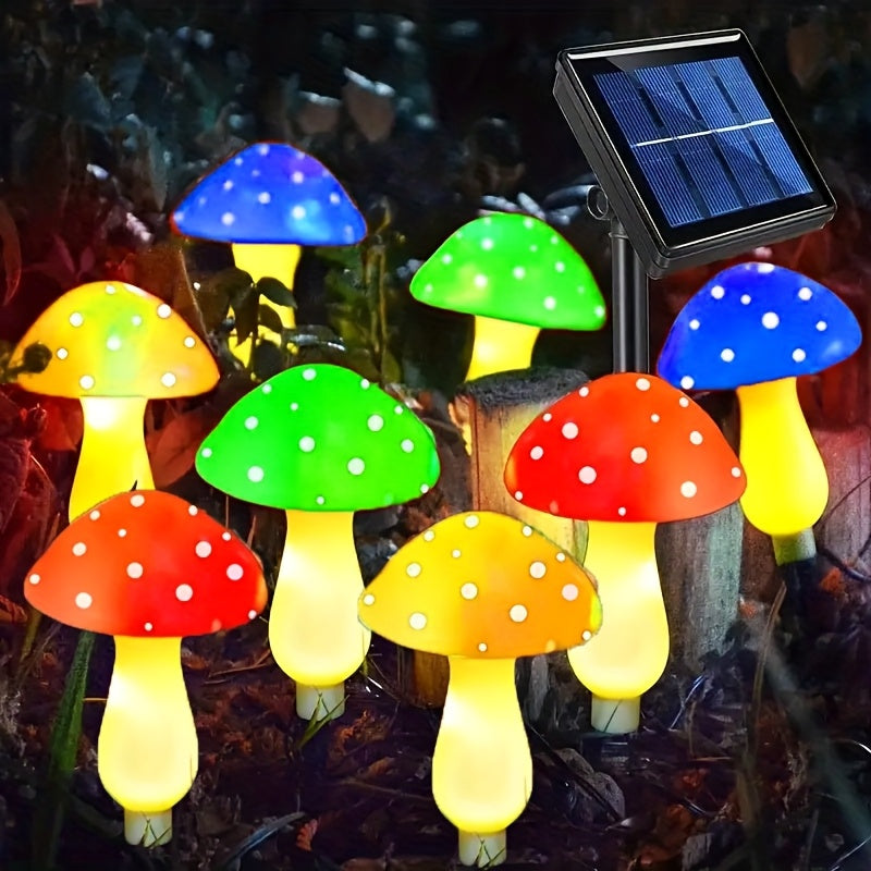 8个太阳能蘑菇花园灯，8种照明模式，IP44，塑料蘑菇桩灯，用于露台，花园，小径，墓地，圣诞节，感恩节，新年礼物，户外串灯，装饰你的院子
