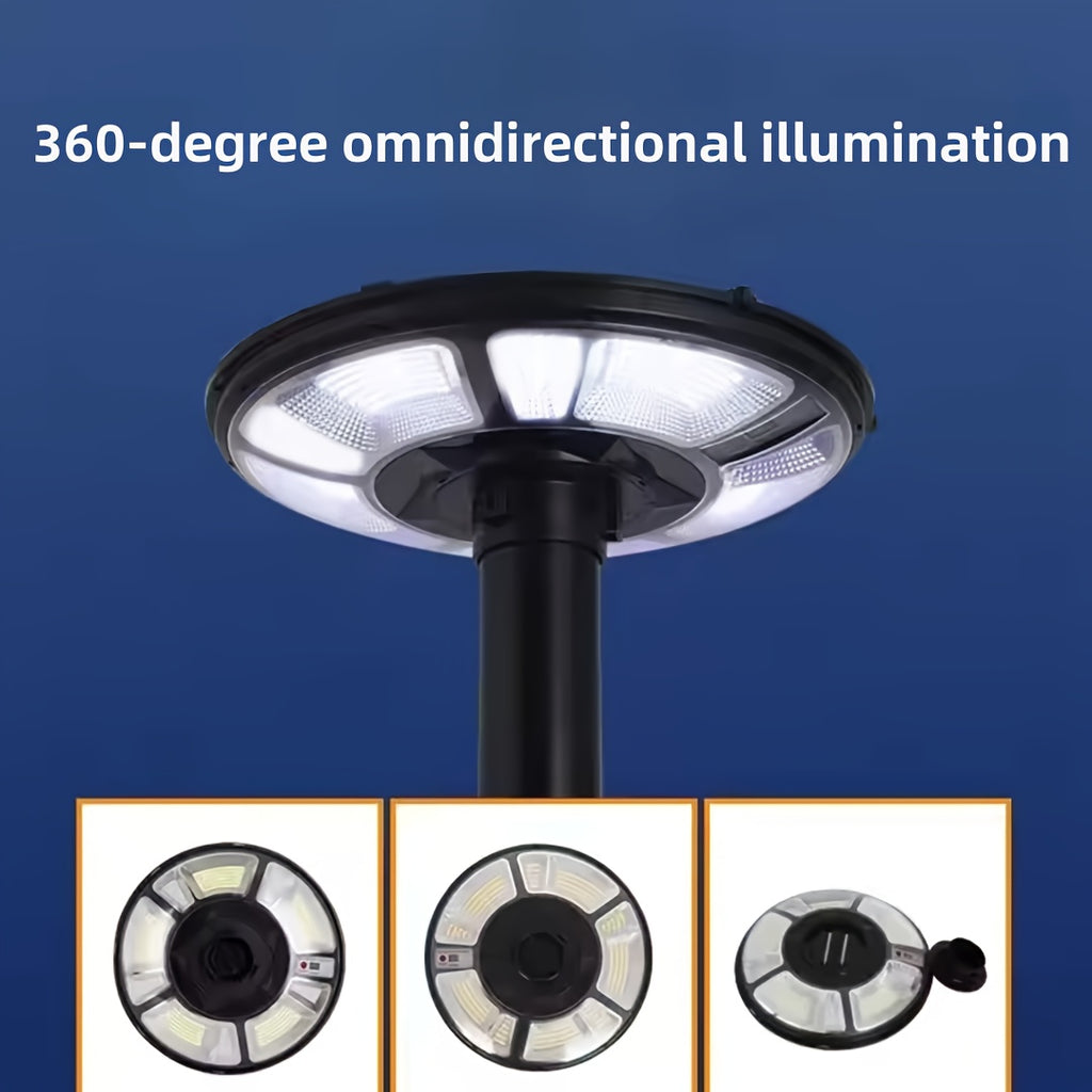 1PC 370 High-Brightness LED Beads Garden Light, Energy Saving, Easy Installation, Multiple Installation Methods, Solar Courtyard Light, Remote Control Street Light, 7200mAh Long-Lasting Courtyard Emergency Light, Round UFO Light Appearance