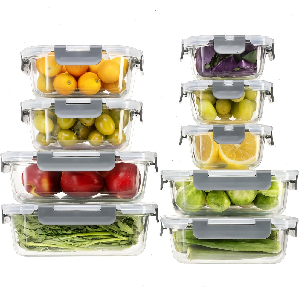 4/8 Pack Glass Food Storage Containers, Meal Prep Use, Airtight Bento Boxes with Leak-Proof Locking Lids, Microwave, Lunch Box, Oven, Refrigerator and Dishwasher Safe