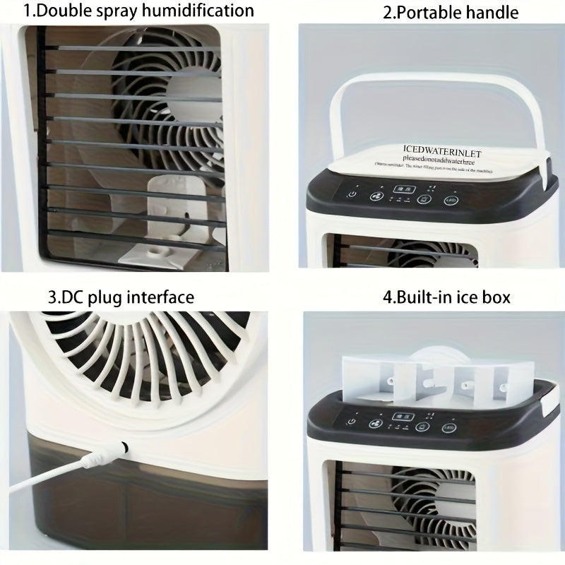3 Seconds Instant Cooling! Mini Portable USB Cooling Fan Humidifier, Ultra Quiet 25Db, 30.43oz Water Tank, 6 Hours Timer, Ideal for Home Office Dorm, Perfect Holiday Gift