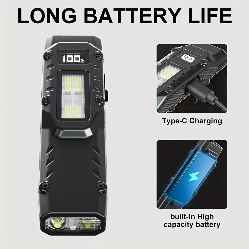 Ultra-Slim Multi-Mode High-Brightness Dual-Source LED Work Light, 9 Lighting Modes, Built-In Large Capacity Battery & Type-C Charging Port, Pen Clip + Slim Portable Design, Ideal for Work Lighting, Outdoor Use