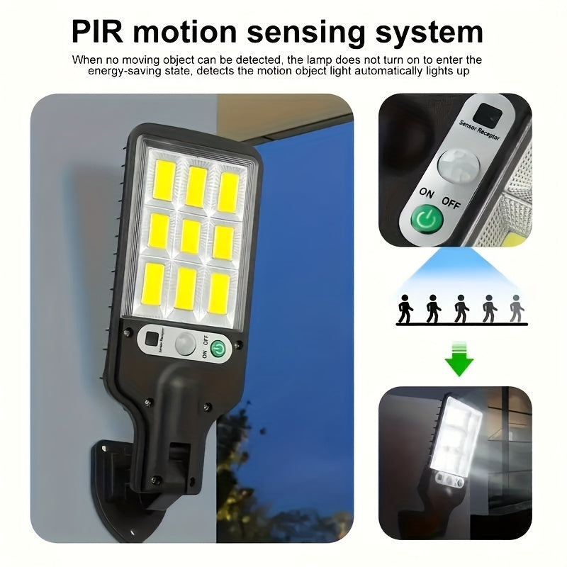 2/4 Sets Solar Outdoor Sensor Light, 108 COB LED Solar Sensor Street Light - 3 Lighting Modes, Solar Powered, IP44 Waterproof, Plastic Material - Perfect for Garden, Courtyard, Pathway Lighting and Commercial Lighting
