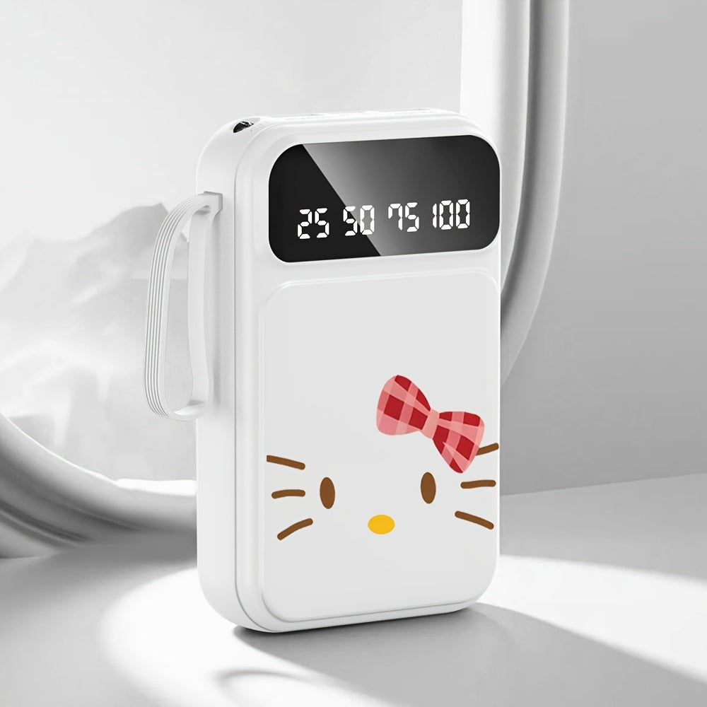 Hello Kitty Power Bank, Kuromi Power Bank 20000mAh Mini Cute Fast Charging Multifunctional, Built-in 4 Cables, Small Size Large Capacity, Kuromi Rechargeable Portable Mobile Phone Charger, Ultra-bright LED Lights, Suitable for IPhone/Android