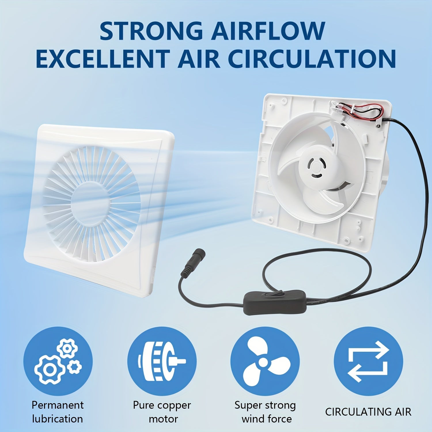 White Solar Exhaust Fan - Equipped with 6W/8W/17W Solar Panel and White High-Speed Exhaust Fan, Keeps Air Circulated and Space Cool, Ideal for Home, Greenhouse, Chicken Coop, Shed and Pet House