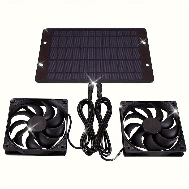 Solar Panel Dual Fan Combo, Light Energy Driven Efficient Heat Dissipation, Suitable for Outdoor, Car and Other Scenes, Create a Comfortable Cooling Experience