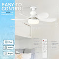 1pc Modern Remote Ceiling Fan Light, 3000K-6500K Dimmable Color Changing, Quiet E26/E27 Easy Install, Small Base Bulb Replacement, for Bedroom Kitchen Living Room