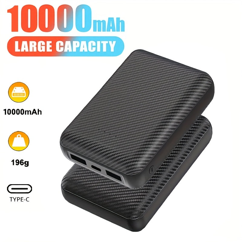 Large Capacity 10000mAh Portable Power Bank - Fast Charging, Dual USB & Type-C, Compact Design For IPhone, Samsung, Xiaomi